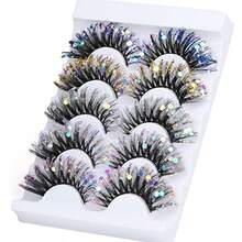 GSYY Glitter Cod False Eyelashes Wiy 5 Pairs Draic Cat Eye Festival Lashes Pack 5 Sty For Evening Paes E S And Costume Even Adds Glamour And Volume To A - lông mi mềm mại - Xem 6