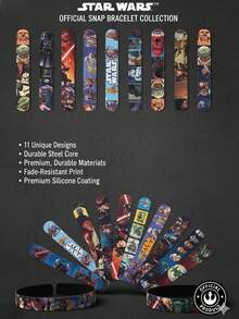 StarWars 这款主题可穿戴手环采用PVC材质，可佩戴在手腕上，展开后或折叠成圆圈，是完美的派对礼品、派对礼物或生日礼物。还附赠白骑士人偶。