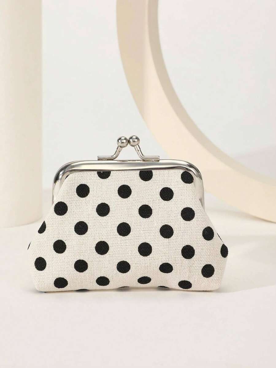 Polka Dot Pattern Women's Fashion Versatile Lightweight Wallet, Suitable For Anniversary, Birthday And Other Occasions, Also Suitable As A Gift For White-Collar Workers, Unisex, Mini Wallet, Coin Purse - Đen và trắng - Xem 1