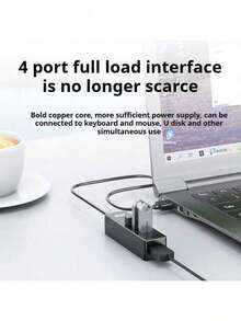 Acer 宏碁 USB 集线器，高速 4 端口 USB 分线器扩展，笔记本电脑/台式电脑/智能手机 1 对 4 多接口扩展适配器 - 黑色 - 查看 7