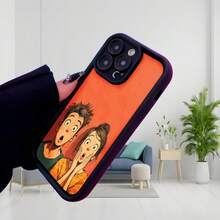 Cubierta de telefono con diseño de dibujos animados pareja sorprendida color rojo para uso diario en casa y oficinaAplicable a teléfonos Apple y Galaxy. - Burdeos - Ver 3