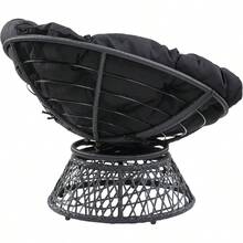 Wicker Papasan Chair With 360 - Degree Swivel, Frame With Black Cushion