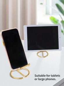 Durable Metal Phone Stand Desktop Holder Lazy Dual Use Innovative Card Clip Iron Alloy Mobile Bracket For Living Room Bedroom Study Office Desk - 金色 - 查看 3