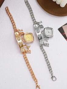 1件高端时尚、休闲、小众、百搭、精致、经典、高端、优雅设计的女士石英钢带手表，适合作为生日礼物 - 均碼 - 查看 3