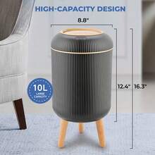 SUSTEAS Automatic Motion Sensor Trash Can – Hands-Free Touchless Kitchen & Bathroom Garbage Bin, 10L Capacity, Odor Control, Battery-Powered For Convenient Hygienic Disposal (BLACK) - Black 10L - View 9