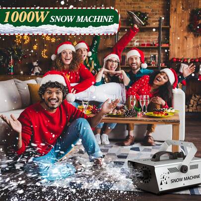U'King Christmas Snow Machine, Christmas Party Atmosphere Machine,Snow Machine 1000W Snow Making Machine High Output Snowflake Maker With Wireless & Wired Remote Control Adjustable Snowflake Size Snowmaker For Christmas Halloween Wedding Kids DJ Party Stage Effect