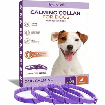 4 Pack Calming Collar Dogs, Pheromone Breakaway Dog Collar, Separation Anxiety Dogs, Purple, PETCOL01 - 3PP
