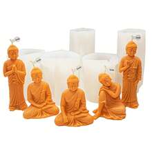Moldes de silicona duraderos y de fácil desmoldeo de Buda, moldes religiosos budistas zen para velas, yeso, resina, manualidades de arcilla, decoración del hogar espiritual DIY y regalos - Blanco - Ver 12