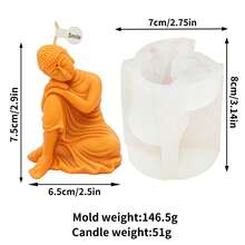 Moldes de silicona duraderos y de fácil desmoldeo de Buda, moldes religiosos budistas zen para velas, yeso, resina, manualidades de arcilla, decoración del hogar espiritual DIY y regalos - Blanco - Ver 15