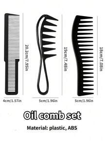1/2/3/4pcs Wide Tooth Comb Double-Sided Hair Comb, Large Tooth Curling Comb, Hair Styling Tool, Hair Styling Accessory, Suitable For Women And Men, Curly Wet Wavy Hair Styling - Multicolor - View 3