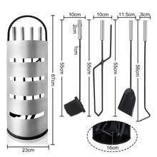 LILIIN 5-Piece Fireplace Companion Set Stainless Steel Cast Iron Fireplace Cleaning Set With Stainless Steel Handles For Fireplace Wood Stove Fireplace Accessories Including Poker Ash Shovel Fireplace(Silver/Black) - Silver - View 3