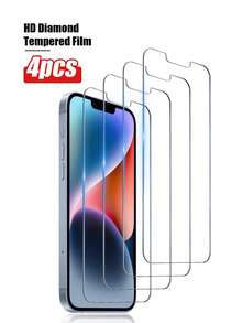 Bộ 4 miếng dán màn hình cường lực siêu trong, độ phân giải cao, chất liệu cứng cáp, bảo vệ chống trầy xước và va đập, chống nước, chống bám vân tay, dễ dàng lắp đặt, tương thích với iPhone 17 Pro Max/17 Pro/17 Air/17/16e/16 Pro Max/16 Pro/16 Plus/16/15 Pro Max/15 Pro/15 Plus/15/14/13/12 và các dòng máy khác. Phụ kiện bảo vệ màn hình thiết yếu, thích hợp sử dụng hàng ngày, văn phòng, nhà. Bảo vệ màn hình điện thoại, phụ kiện điện thoại, chống sốc, chống rơi, chống trầy xước. - Trong sáng - Xem 16