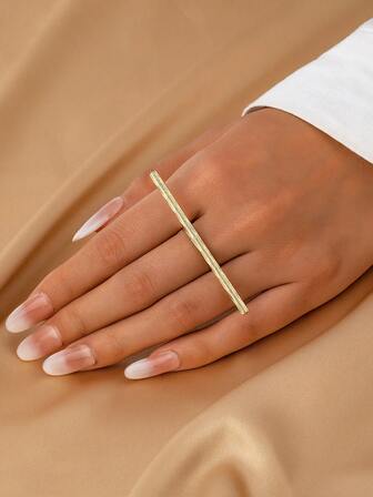 1枚优雅波浪纹理几何线条开口戒指，女士款