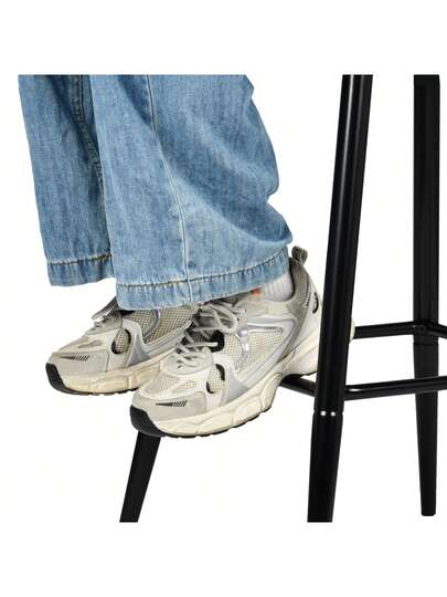 Meubles Cosy Set Of Bruin Suede Kitchen Bar Stools Seat Height: 69.5 Cm Moderne Industrial Ergonomic Curved Backrest Metal Legs Footrest: 45.5 44 102 view 6