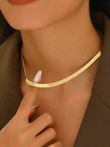 1pc Minimalist Elegant Niche Design High-Quality Thin Snake Bone Necklace, Suitable For Women's Daily Wear