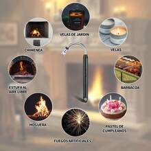Encendedor Electrónico USB Recargable - Encendedor Arco Electrico Mechero de Flexible Portátil Lighter Antiviento Eléctricos para Encender Velas Gas Barbacoa Cocina Fuegos Artificiales - Negro - Ver 10