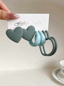 一套3对时尚夸张大爱心几何创意耳环，适合情人节 - 彩色 - 查看 27