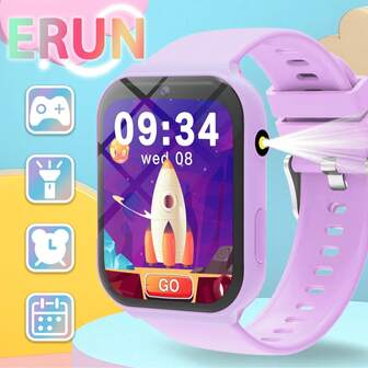 这款全新儿童益智运动手表配备300mAh电池、24款内置游戏、高清摄像头、音乐播放器、闹钟和手电筒。搭配硅胶表带，既有趣又实用，是送给男孩女孩的完美节日礼物。