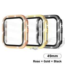 EIGIIS 1 pieza Carcasa de reloj inteligente con diamantes de imitación compatible con Apple Watch Series 9/8/7 y Ultra, disponible para 45mm y 49mm, con un solo cristal brillante de diamante de imitación, parachoques ultrafino y cubierta protectora completa para mujeres y niñas