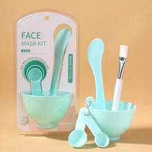 Set de 6 piezas de herramientas para el cuidado de mascarillas faciales, incluye tazón para mascarilla, paleta, raspador, cepillo de silicona, borla, para lavarse la cara, bañarse, yoga, correr