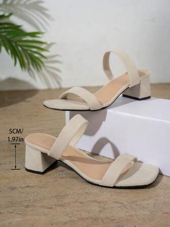 Women's Retro French Criss-Cross Open Toe High Heel Sandals, Summer Outdoor Wear With Dresses, Gorgeous Thick Heel Roman Slide Sandals