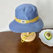 1pc New Fashionable Personalized Versatile Retro Colorblock Bucket Hat, Summer Outdoor Camping Hiking Sun Hat With Drawstring, Suitable For Spring Summer Autumn - Contrast Color Bucket Hat - View 16