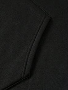 1pc Unisex'S Polyester Crew Neck Hoodie With I Love You In Book Quotes Letter Print, Casual Style Drawstring Hooded Sweatshirt For All Seasons - 黑色 - 查看 3