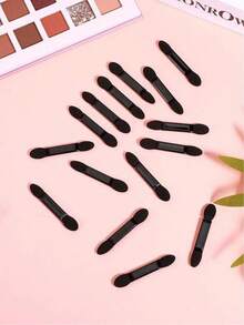 100pcs/50pcs/20pcs Double Head Eyeshadow Sponge Brushes Cosmetic Tool, Disposable Eyeshadow Makeup Applicators Sticks Travel Eyeshadow Brush Concealer Brush (Black) - Black - View 9