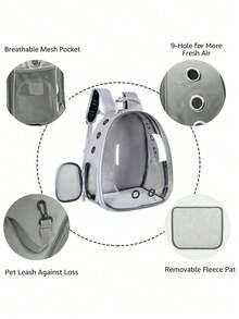Airline Approved Pet Backpack Carrier - Bubble Window Space Capsule For Small Medium Dogs Cats, Ventilated Soft-Sided Portable Pet Bag For Hiking Travel Camping Puppies Kittens - 灰色 - 查看 6