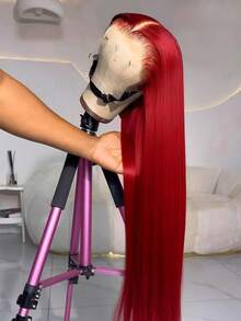 Uveous Red 13x4 Lace Front Wigs Human Hair Straight 13x4 HD Lace Frontal Wigs Human Hair Burgundy Red Wig Pre Plucked With Baby Hair 250% Density Colored Straight Human Hair Wigs For Women - SRed - 查看 1