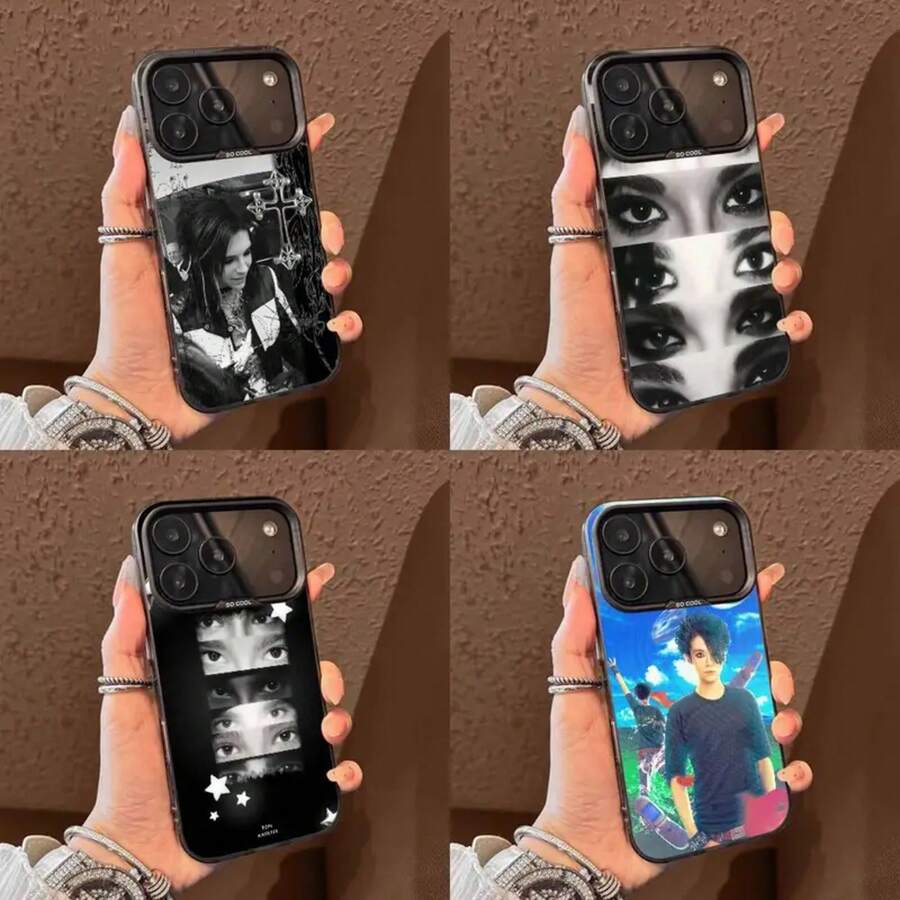 Funda de teléfono Tom Bill K-Kaulitz Cross Eyes para 17,16,15,14,13,12,11,Pro,Max,Plus,E, negro gris IMD - Z4 - Ver 1