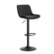 Black Dining Bar Swivel Chairs, Set Of 4 – Upholstered In Velvet, Height Adjustable, 360° Swivel Function - Black + Iron + Metal & Wood + Velvet + Foam - View 4