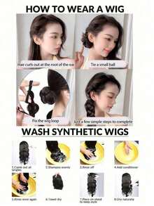 1件/2件装弹力编织假发，粉色马尾辫，合成材料，适合女性，可用于万圣节、音乐节、派对、角色扮演、节日和其他场合。 - 漸層 - 查看 7