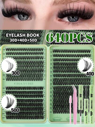 640pcs Reusable Individual False Eyelashes Set, 10D+20D+30D+40D+50D 8-18mm Mixed False Lashes, Beginner Makeup Gift, Suitable For Travel, Daily Wear, Wedding, Date, Party, Holiday