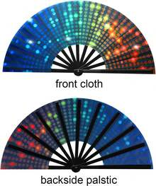 Large Rave Fan UV Glow Hand Fan, 13 Inch UV Glow Popping Rave Fan For Line Dancing, Disco Party Favor Folding Clack Hand Fan For EDM Music Festival Club Rave Accessories - 多色3 - 查看 2