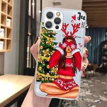 Christmas Cute Girl Phone Case for  16 15 14 11 12 13 Pro Max Mini 7 8 Plus SE X XSMAX XR New Year Transparent Soft Cover,Covercompatible with  17 Hülle, 17 pro Hülle, 17 promax Hülle - -3 - Übersicht 9