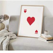 1pc Red Ace Of Hearts Print | Retro Wall Art | Lucky In Love Art | Valentine's Day Decor | Love Print, Romantic Posters Canvas Painting Wall Arts Room Home Decoration Unframed - Multicolor - View 10