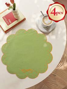1/2/4/6件装圆形刺绣花卉布艺餐垫，易于清洁，可擦拭，防滑，适用于餐桌、节日、婚礼、派对装饰，也适用于家庭、餐厅、餐厅装饰、家居用品。 - 彩色 - 查看 7