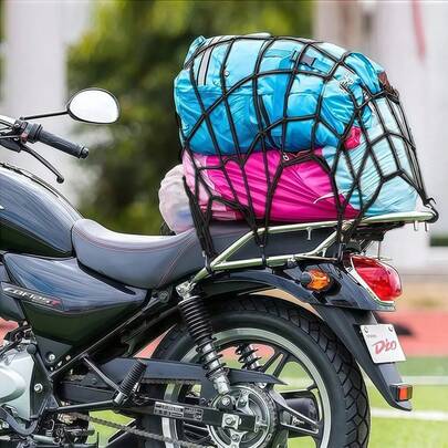 1 pieza Red elástica negra para motocicleta/scooter, accesorio versátil y práctico. Es una red elástica de almacenamiento de cascos/artículos que puede almacenar adecuadamente cascos y otros artículos, y también sirve como una red de carga resistente para asegurar varios objetos.