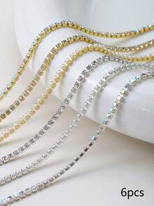 2/6pcs Metal Chain Nail Art Rhinestone Gold Silver Alloy Rivet Nail Decor Chain Nail Pendant 3D Alloy Nail Art Decoration DIY Gift For Girls Nail Jewelry Nail Supplies - Multicolor - View 13