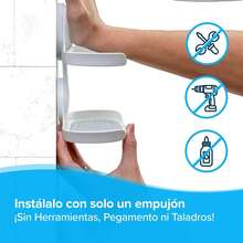 SlipX Solution Jabonera Doble Salvajabones, Soporte paraón con Ventosa de Agarre Fuerte, Accesorio Universal Indispensable para Cocina y Baño Regadera, Sin Taladro, Blanco - 1 - Ver 5