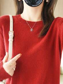 Jersey Informal Cuello Redondo para Dama, Cómodo y Ligero - Rojo - Ver 4