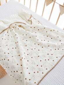 1件秋冬季婴儿豆袋毯，新生儿襁褓毯，婴儿包巾，季节性纱布毯，空调毯，儿童褶皱布毯，婴儿毯，卡通安抚毯 - 彩色 - 查看 3