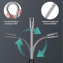 Encendedor Electrónico USB Recargable - Encendedor Arco Electrico Mechero de Flexible Portátil Lighter Antiviento Eléctricos para Encender Velas Gas Barbacoa Cocina Fuegos Artificiales - Negro - Ver 4