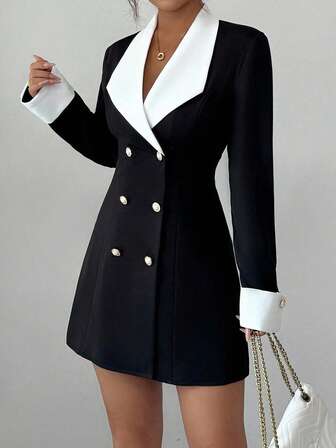 Veste blazer courte à taille cintrée en patchwork, idéale pour l'automne et l'hiver. Convient pour le travail, les sorties et les tenues de tous les jours