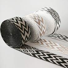 [Customer Favorite] 3 Yard 1.5 Inch/3..80cm Wave Pattern Jacquard Nylon Webbing Strap For Purse Bag DIY Crafting, DIY Wallet Making - Multicolor - View 2