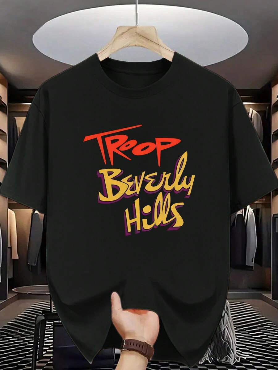 Beverly Hills Troop Premium-Baumwoll-T-Shirt, Grafik, Street Hip-Hop, atmungsaktiv