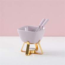 创意高品质海绿色多边形陶瓷奶酪保温器，带把手；跨境热销陶瓷巧克力火锅套装；冰淇淋火锅杯；奶酪融化杯；小型火锅杯；咖啡杯；大容量巧克力融化锅套装（含叉子）；圣诞节及其他节日送给朋友、家人、情侣的最佳礼物；保温锅 - 彩色 - 查看 8