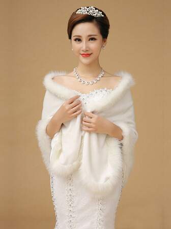 1pc Versatile Bridal Shawl, White Long Sleeve Cardigan For Brides, Bridesmaids, Plus Size, Warm & Thick, Wedding Accessory