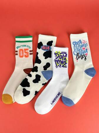 4 par damsportstrumpor, herrbasketstrumpor med långa ben, fukttransporterande, andningsbara vadstrumpor, höst/vinter